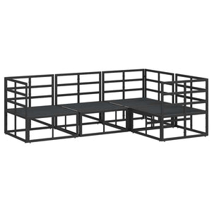 Gartensofa Set Schwarz Aluminium 4-teilig