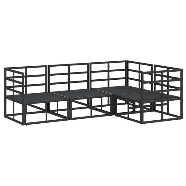 Gartensofa Set Schwarz Aluminium 4-teilig
