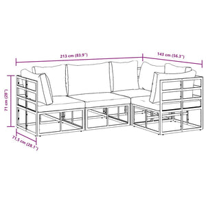 Gartensofa Set Schwarz Aluminium 4-teilig