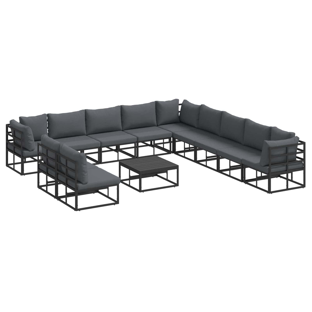 vidaXL Ensemble de canapés de jardin avec coussins 12 pcs Noir Aluminium