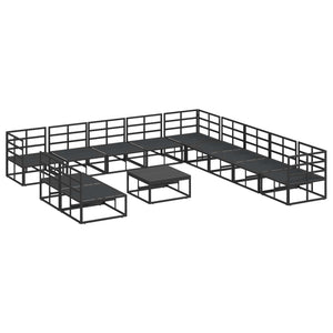 Gartensofa Set Schwarz Aluminium mit Kissen