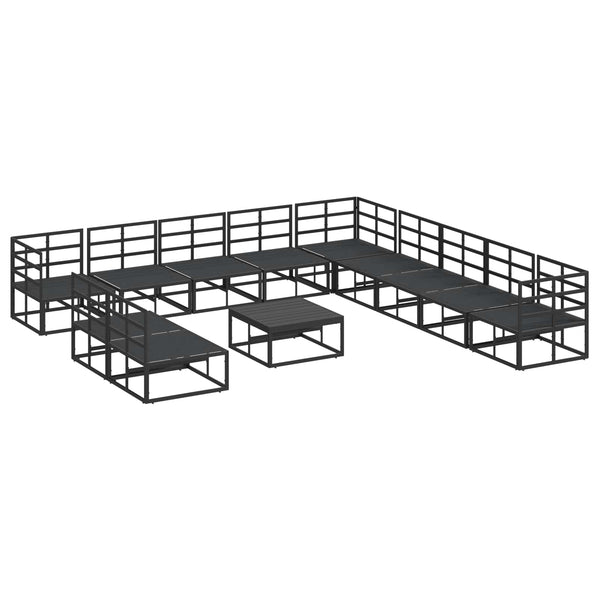 Gartensofa Set Schwarz Aluminium mit Kissen