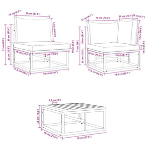 Gartensofa Set Schwarz Aluminium mit Kissen