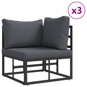 Gartensofa Set Schwarz Aluminium mit Kissen