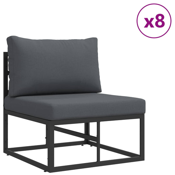 Gartensofa Set Schwarz Aluminium mit Kissen