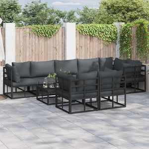 vidaXL Ensemble de canapés de jardin avec coussins 8 pcs Aluminium noir