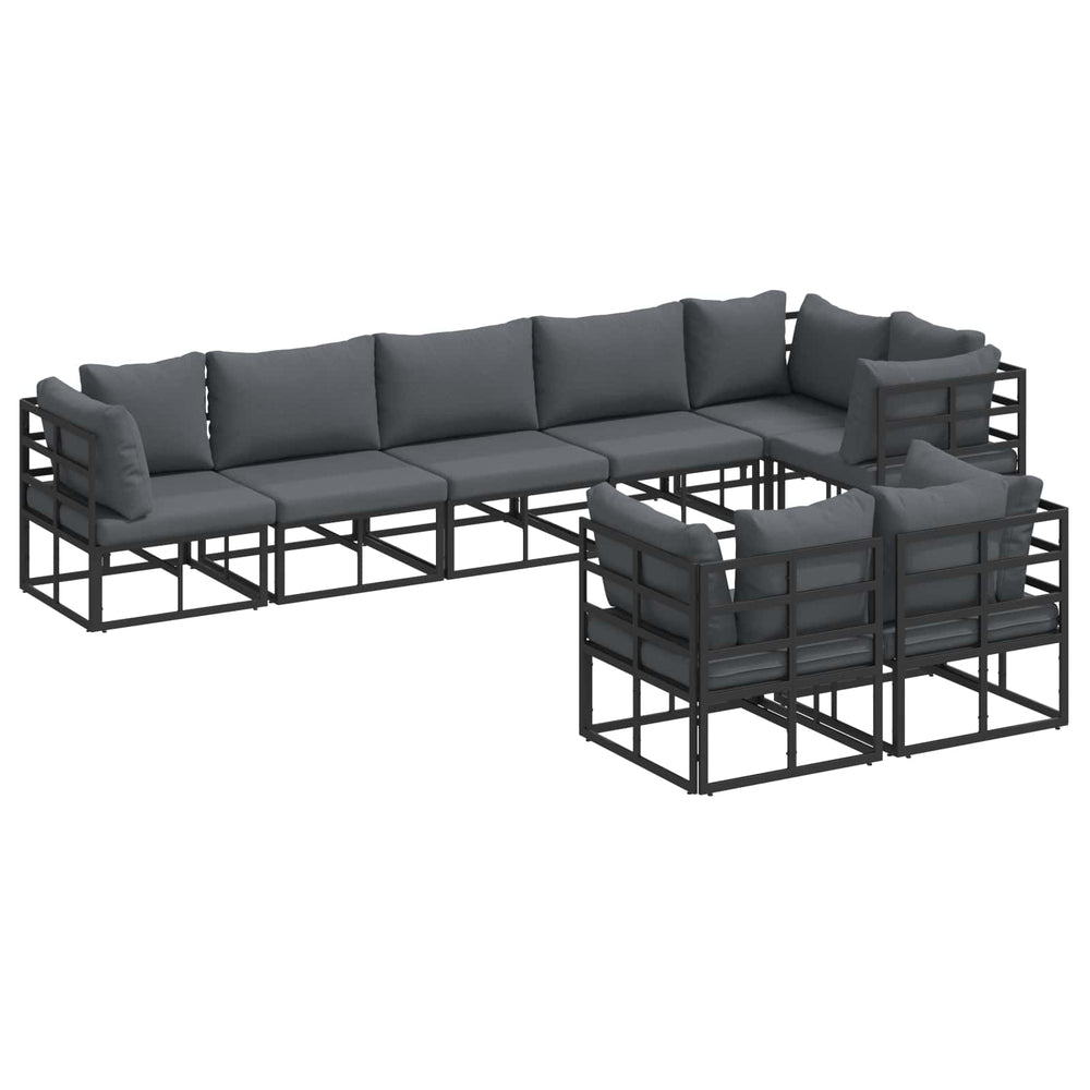 vidaXL Ensemble de canapés de jardin avec coussins 8 pcs Aluminium noir