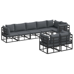 vidaXL Ensemble de canapés de jardin avec coussins 8 pcs Aluminium noir
