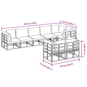 vidaXL Ensemble de canapés de jardin avec coussins 8 pcs Aluminium noir