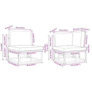 vidaXL Ensemble de canapés de jardin avec coussins 8 pcs Aluminium noir