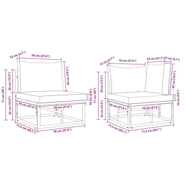 vidaXL Ensemble de canapés de jardin avec coussins 8 pcs Aluminium noir