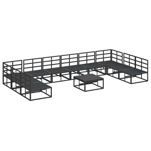 Gartensofa Set Schwarz Aluminium mit Kissen