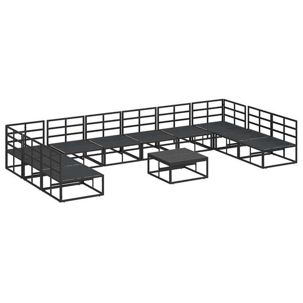 Gartensofa Set Schwarz Aluminium mit Kissen