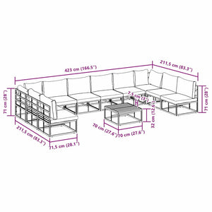 Gartensofa Set Schwarz Aluminium mit Kissen