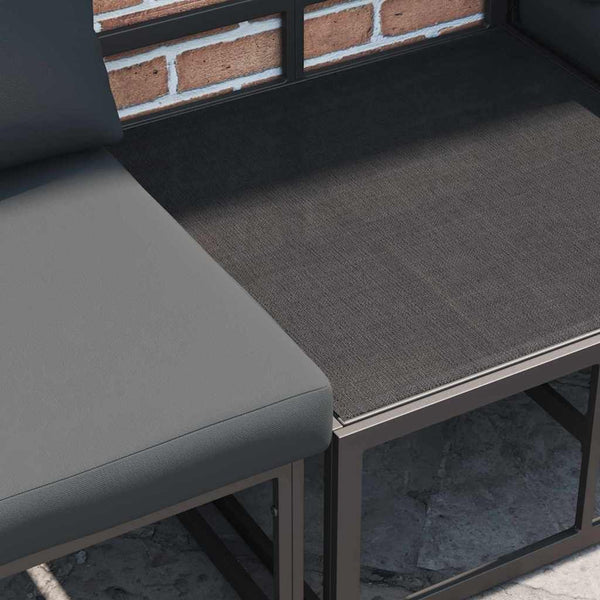 Gartensofa Set Schwarz Aluminium 6-teilig