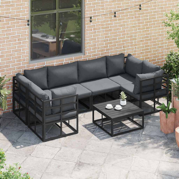 Gartensofa Set Schwarz Aluminium 6-teilig