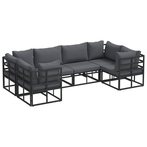 Gartensofa Set Schwarz Aluminium 6-teilig