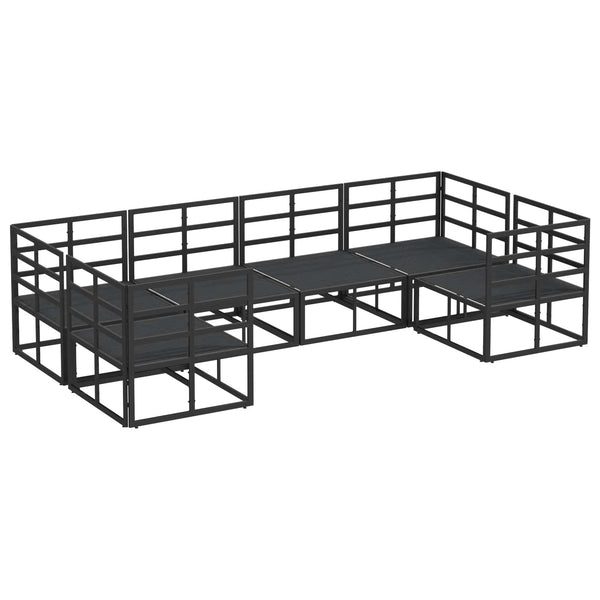 Gartensofa Set Schwarz Aluminium 6-teilig