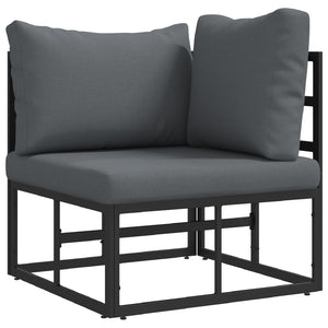 Gartensofa Set Schwarz Aluminium 6-teilig