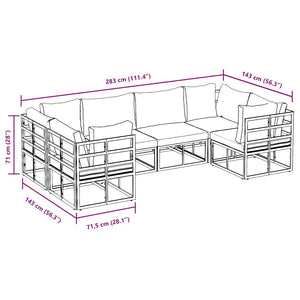 Gartensofa Set Schwarz Aluminium 6-teilig