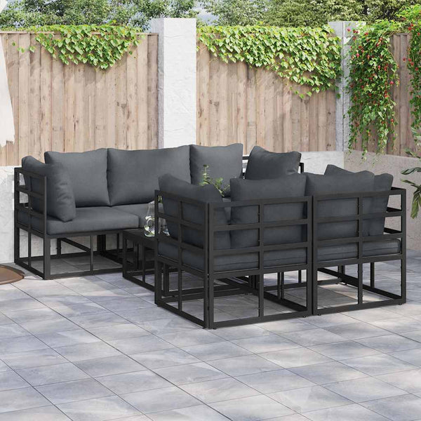 Gartensofa Set Schwarz mit Kissen