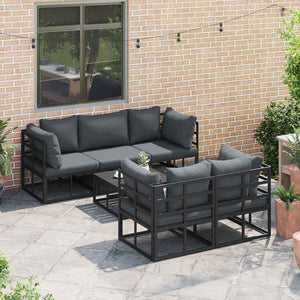 Gartensofa Set Schwarz mit Kissen