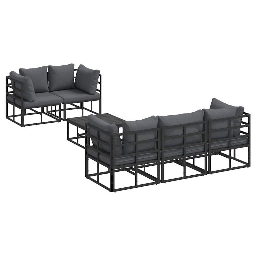 Gartensofa Set Schwarz mit Kissen