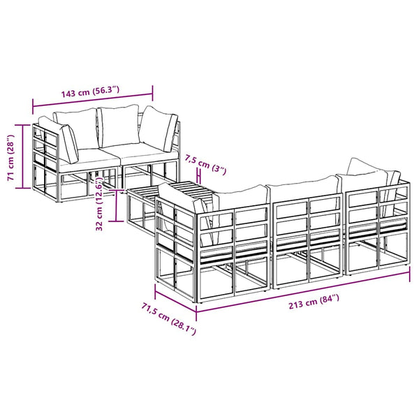 Gartensofa Set Schwarz mit Kissen