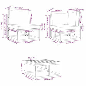 Gartensofa Set Schwarz mit Kissen