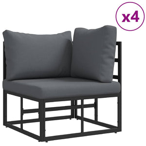 Gartensofa Set Schwarz mit Kissen