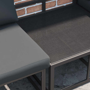 Gartensofa Set 9-teilig mit Kissen Schwarz