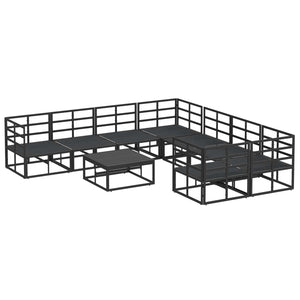 Gartensofa Set 9-teilig mit Kissen Schwarz