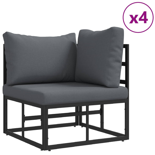 Gartensofa Set 9-teilig mit Kissen Schwarz