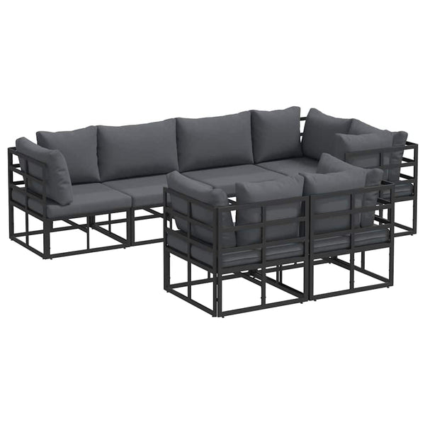 Gartensofa Set Schwarz mit Kissen 7-teilig