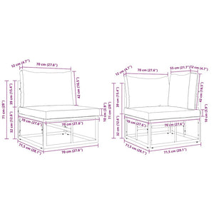 Gartensofa Set Schwarz mit Kissen 7-teilig