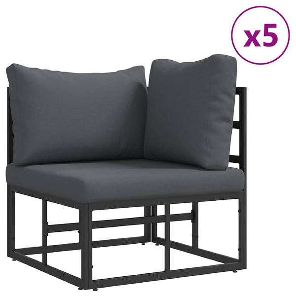 Gartensofa Set Schwarz mit Kissen 7-teilig