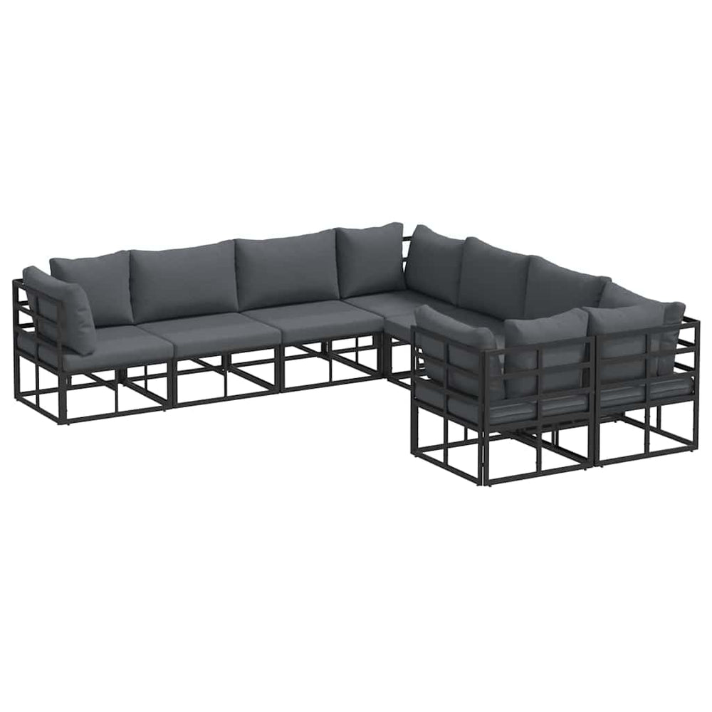 vidaXL Ensemble de canapés de jardin avec coussins 8 pcs Noir Acier