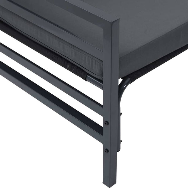 Gartensofa Set Schwarz mit Kissen, 5-teilig