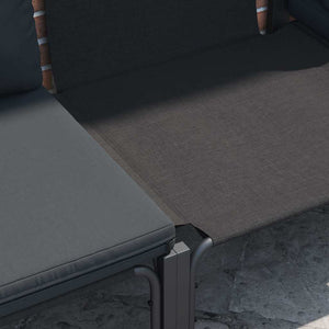 Gartensofa Set Schwarz mit Kissen, 5-teilig