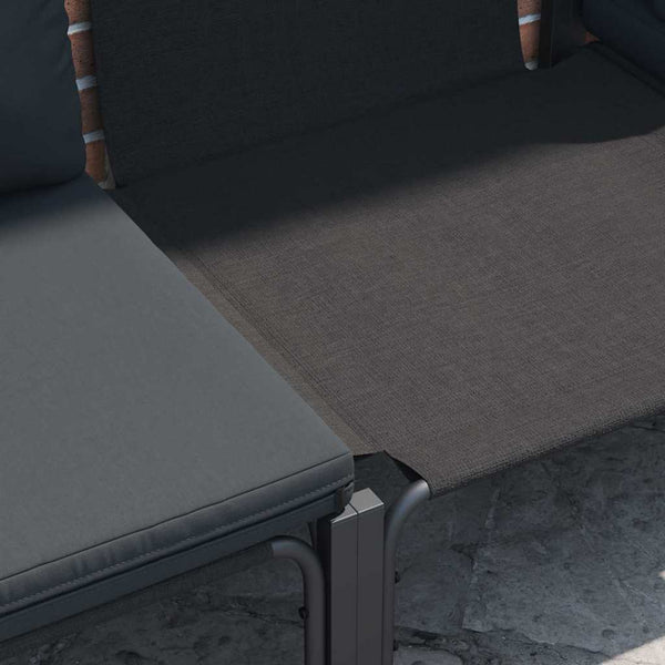 Gartensofa Set Schwarz mit Kissen, 5-teilig