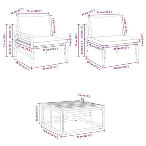 Gartensofa Set Schwarz mit Kissen, 5-teilig