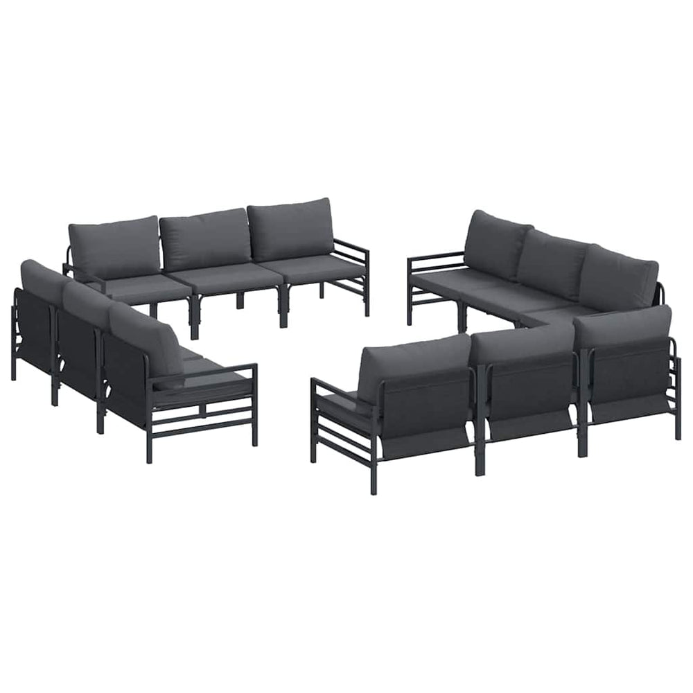 vidaXL Ensemble de canapés de jardin avec coussins 12 pcs Acier noir