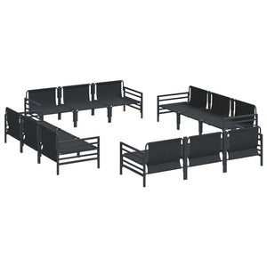 Gartensofa Set mit Kissen, 12-teilig, Schwarz