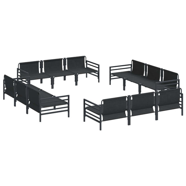 Gartensofa Set mit Kissen, 12-teilig, Schwarz