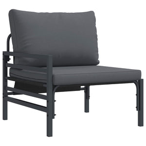 Gartensofa Set mit Kissen, 12-teilig, Schwarz