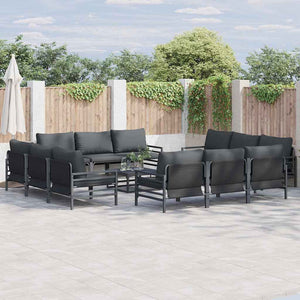 Gartensofa Set mit Kissen, 13-teilig, Schwarz