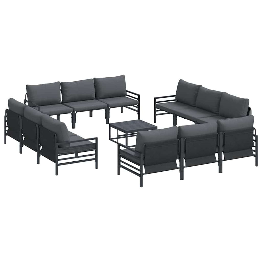 Gartensofa Set mit Kissen, 13-teilig, Schwarz