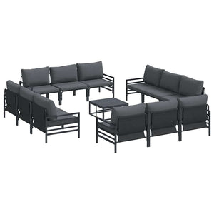 Gartensofa Set mit Kissen, 13-teilig, Schwarz