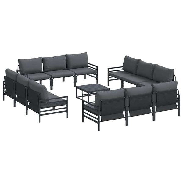 Gartensofa Set mit Kissen, 13-teilig, Schwarz