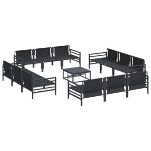 Gartensofa Set mit Kissen, 13-teilig, Schwarz